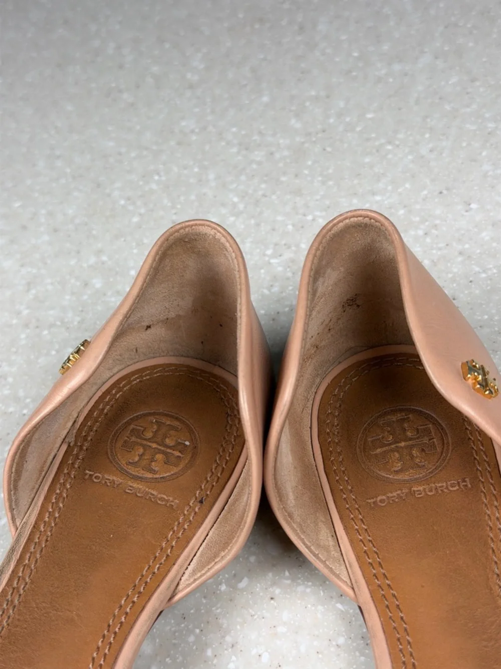 Tory Burch Two-Tone Viv D'Orsay Flat in Beige/Tan Sz 7.5 M